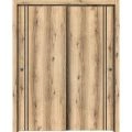 Sliding Closet Bypass Doors | Planum 0016 Matte Grey and Aluminum Strips | Sturdy Rails Moldings Trims Hardware Set | Wood Solid Bedroom Wardrobe Doors Oak