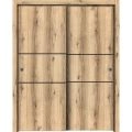 Sliding Closet Bypass Doors | Planum 0014 Walnut and Aluminum Strips | Sturdy Rails Moldings Trims Hardware Set | Wood Solid Bedroom Wardrobe Doors-36" x 84" (2* 18x84) Oak