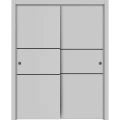 Sliding Closet Bypass Doors | Planum 0014 Walnut and Aluminum Strips | Sturdy Rails Moldings Trims Hardware Set | Wood Solid Bedroom Wardrobe Doors-36" x 84" (2* 18x84) Matte Grey
