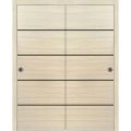 Sliding Closet Bypass Doors | Planum 0015 Ginger Ash and Aluminum Strips | Sturdy Top Mount Rails Moldings Trims Hardware Set | Wood Solid Bedroom Wardrobe Doors -64" x 80" (2* 32x80) Natural Veneer