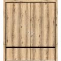Sliding Closet Double Bi-fold Doors | Planum 0012 Walnut and Aluminum Strips | Sturdy Tracks Moldings Trims Hardware Set | Wood Solid Bedroom Wardrobe Doors Oak