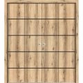 Sliding Closet Double Bi-fold Doors | Planum 0015 Walnut and Aluminum Strips | Sturdy Tracks Moldings Trims Hardware Set | Wood Solid Bedroom Wardrobe Doors Oak