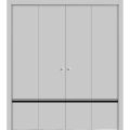 Sliding Closet Double Bi-fold Doors | Planum 0012 Walnut and Aluminum Strips | Sturdy Tracks Moldings Trims Hardware Set | Wood Solid Bedroom Wardrobe Doors Matte Grey