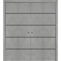 Sliding Closet Double Bi-fold Doors | Planum 0015 Walnut and Aluminum Strips | Sturdy Tracks Moldings Trims Hardware Set | Wood Solid Bedroom Wardrobe Doors Concrete