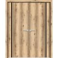 Planum Solid French Double Doors | Planum 0011 Walnut and Aluminum Strips | Wood Solid Panel Frame Trims | Closet Bedroom Sturdy Doors Oak