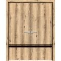 Solid French Double Doors | Planum 0012 Concrete and Aluminum Strips | Wood Solid Panel Frame Trims | Closet Bedroom Sturdy Doors -56" x 96" (2* 28x96) Oak