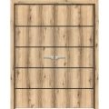 Solid French Double Doors | Planum 0015 Concrete and Aluminum Strips | Wood Solid Panel Frame Trims | Closet Bedroom Sturdy Doors -84" x 80" (2* 42x80) Oak