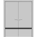 Solid French Double Doors | Planum 0012 Concrete and Aluminum Strips | Wood Solid Panel Frame Trims | Closet Bedroom Sturdy Doors -56" x 96" (2* 28x96) Matte Grey