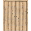 Modern Double Pocket Doors | Planum 0015 Matte Grey and Aluminum Strips | Kit Trims Rail Hardware | Solid Wood Interior Bedroom Sliding Closet Sturdy Door-36" x 96" (2* 18x96) Oak