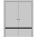 Sliding Double Pocket Door with Frames | Planum 0012 Ginger Ash and Aluminum Strips | Kit Trims Rail Hardware | Solid Wood Interior Bedroom Bathroom Closet Sturdy Doors -56" x 96" (2* 28x96) Matte Grey