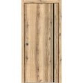 Sliding French Pocket Door with | Planum 0011 Walnut and Aluminum Strips | Kit Trims Rail Hardware | Solid Wood Interior Bedroom Sturdy Doors Oak