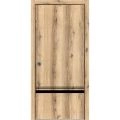 Sliding French Pocket Door with | Planum 0012 Matte Grey and Aluminum Strips | Kit Trims Rail Hardware | Solid Wood Interior Bedroom Sturdy Doors Oak