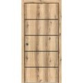 Sliding French Pocket Door with | Planum 0015 Oak and Aluminum Strips | Kit Trims Rail Hardware | Solid Wood Interior Bedroom Sturdy Doors-36" x 80" Oak