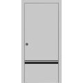 Sliding French Pocket Door with | Planum 0012 Matte Grey and Aluminum Strips | Kit Trims Rail Hardware | Solid Wood Interior Bedroom Sturdy Doors Matte Grey