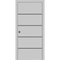 Sliding French Pocket Door with | Planum 0015 Oak and Aluminum Strips | Kit Trims Rail Hardware | Solid Wood Interior Bedroom Sturdy Doors-36" x 80" Matte Grey