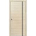 Sliding French Pocket Door with | Planum 0011 Walnut and Aluminum Strips | Kit Trims Rail Hardware | Solid Wood Interior Bedroom Sturdy Doors Natural Veneer