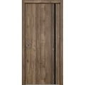 Sliding French Pocket Door with | Planum 0011 Walnut and Aluminum Strips | Kit Trims Rail Hardware | Solid Wood Interior Bedroom Sturdy Doors Walnut