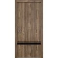Sliding French Pocket Door with | Planum 0012 Matte Grey and Aluminum Strips | Kit Trims Rail Hardware | Solid Wood Interior Bedroom Sturdy Doors Walnut