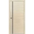 Sliding French Pocket Door with | Planum 0016 White Silk and Aluminum Strips | Kit Trims Rail Hardware | Solid Wood Interior Bedroom Sturdy Doors Natural Veneer