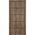 Sliding French Pocket Door with | Planum 0015 Oak and Aluminum Strips | Kit Trims Rail Hardware | Solid Wood Interior Bedroom Sturdy Doors-36" x 80" Walnut
