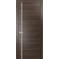 Modern Solid Interior Door with Handle | Planum 0310 Ginger Ash and Aluminum Strips | Single Regural Panel Frame Trims | Bathroom Bedroom Sturdy Doors Chocolate Ash