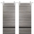 Sliding Double Barn Doors with Hardware | Planum 0012 Matte Grey and Aluminum Strips | 13FT Rail Hangers Sturdy Set | Modern Solid Panel Interior Hall Bedroom Bathroom Door-84" x 84" (2* 42x96) Ginger Ash