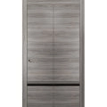 Sliding Closet Bi-fold Doors | Planum 0012 Concrete and Aluminum Strips | Sturdy Tracks Moldings Trims Hardware Set | Wood Solid Bedroom Wardrobe Doors Ginger Ash