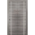 Sliding Closet Bi-fold Doors | Planum 0310 Ginger Ash and Aluminum Strips | Sturdy Tracks Moldings Trims Hardware Set | Wood Solid Bedroom Wardrobe Doors Ginger Ash