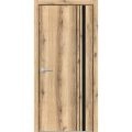 Modern Wood Interior Door with Hardware | Planum 0011 Matte Grey and Aluminum Strips | Single Panel Frame Trims | Bathroom Bedroom Sturdy Doors Oak
