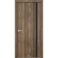 Modern Wood Interior Door with Hardware | Planum 0011 Matte Grey and Aluminum Strips | Single Panel Frame Trims | Bathroom Bedroom Sturdy Doors Walnut