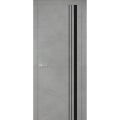 Modern Wood Interior Door with Hardware | Planum 0011 Matte Grey and Aluminum Strips | Single Panel Frame Trims | Bathroom Bedroom Sturdy Doors Concrete