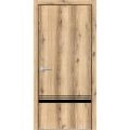 Modern Solid Interior Door with Handle | Planum 0012 Ginger Ash and Aluminum Strips | Single Regural Panel Frame Trims | Bathroom Bedroom Sturdy Doors-28" x 96" Oak