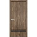 Modern Solid Interior Door with Handle | Planum 0012 Ginger Ash and Aluminum Strips | Single Regural Panel Frame Trims | Bathroom Bedroom Sturdy Doors-28" x 96" Walnut