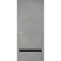 Modern Solid Interior Door with Handle | Planum 0012 Ginger Ash and Aluminum Strips | Single Regural Panel Frame Trims | Bathroom Bedroom Sturdy Doors-28" x 96" White