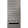 Modern Solid Interior Door with Handle | Planum 0012 Ginger Ash and Aluminum Strips | Single Regural Panel Frame Trims | Bathroom Bedroom Sturdy Doors-28" x 96" Ginger Ash