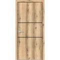 Modern Wood Interior Door with Hardware | Planum 0014 Natural Veneer and Aluminum Strips | Single Panel Frame Trims | Bathroom Bedroom Sturdy Doors Oak