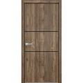 Modern Wood Interior Door with Hardware | Planum 0014 Natural Veneer and Aluminum Strips | Single Panel Frame Trims | Bathroom Bedroom Sturdy Doors Walnut