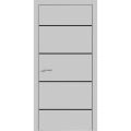 Modern Wood Interior Door with Hardware | Planum 0015 Oak and Aluminum Strips | Single Panel Frame Trims | Bathroom Bedroom Sturdy Doors Matte Grey