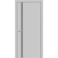 Modern Wood Interior Door with Hardware | Planum 0016 Walnut and Aluminum Strips | Single Panel Frame Trims | Bathroom Bedroom Sturdy Doors Matte Grey