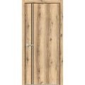 Modern Wood Interior Door with Hardware | Planum 0016 Walnut and Aluminum Strips | Single Panel Frame Trims | Bathroom Bedroom Sturdy Doors Oak
