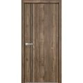 Modern Wood Interior Door with Hardware | Planum 0016 Walnut and Aluminum Strips | Single Panel Frame Trims | Bathroom Bedroom Sturdy Doors Walnut