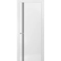 Modern Wood Interior Door with Hardware | Planum 0016 Walnut and Aluminum Strips | Single Panel Frame Trims | Bathroom Bedroom Sturdy Doors White