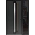 Front Exterior Aluminum Door with Hidden Handle / Hiddex 0155 Ardesia Nero / Prehung Entry Steel Metal Modern Painted W36+14"xH96" Right-hand Inswing Ardesia Nero