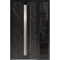 Front Exterior Aluminum Door with Hidden Handle / Hiddex 0155 Ardesia Nero / Prehung Entry Steel Metal Modern Painted W36+12"xH96" Right-hand Inswing Natural Noir