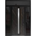 Front Exterior Aluminum Door with Hidden Handle / Hiddex 0155 Natural Noir / Prehung Entry Steel Metal Modern Painted W16+36+16"xH96+14" Right-hand Inswing Natural Noir