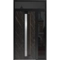 Front Exterior Aluminum Door with Hidden Handle / Hiddex 0155 Ardesia Nero / Prehung Entry Steel Metal Modern Painted W36+12"xH96+12" Left-hand Inswing Natural Noir