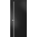 Modern Solid Interior Door with Handle | Planum 0310 Ginger Ash and Aluminum Strips | Single Regural Panel Frame Trims | Bathroom Bedroom Sturdy Doors Black Matte