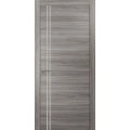 Modern Solid Interior Door with Handle | Planum 0310 Ginger Ash and Aluminum Strips | Single Regural Panel Frame Trims | Bathroom Bedroom Sturdy Doors Ginger Ash