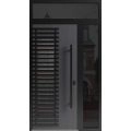 Front Exterior Aluminum Door / Ronex 0633 Grey / Prehung Entry Steel Metal Modern Painted W36+12"xH80+16" Right-hand Inswing Grey