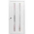 Sliding Closet Bi-fold Doors | Planum 0660 Painted White with Frosted Glass | Sturdy Tracks Moldings Trims Hardware Set | Wood Solid Bedroom Wardrobe Doors  Painted White